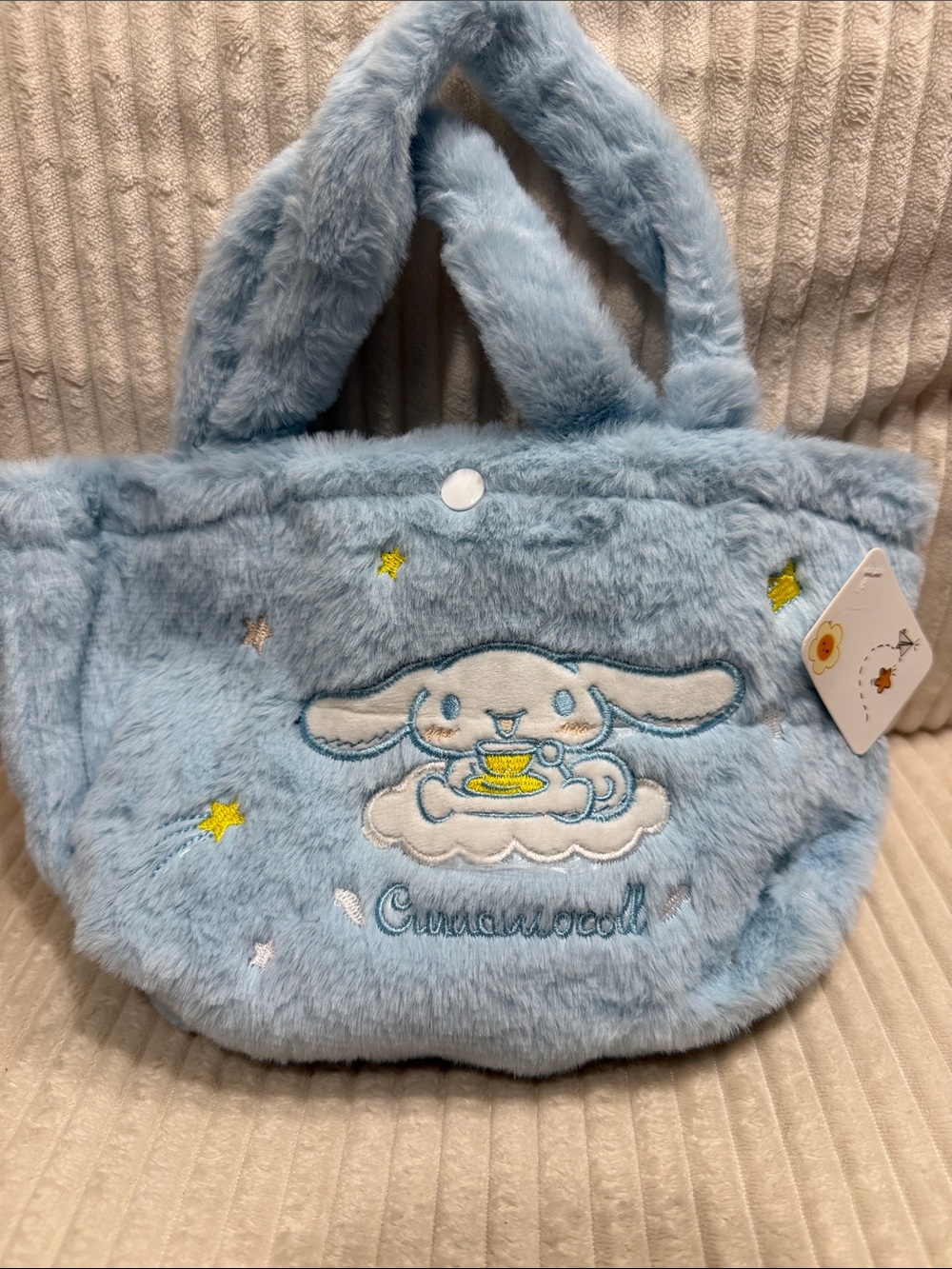 Sanrio Cinnamoroll PlushTote Bag . Snaps shut. Pretty blue 💙 New. Never used.